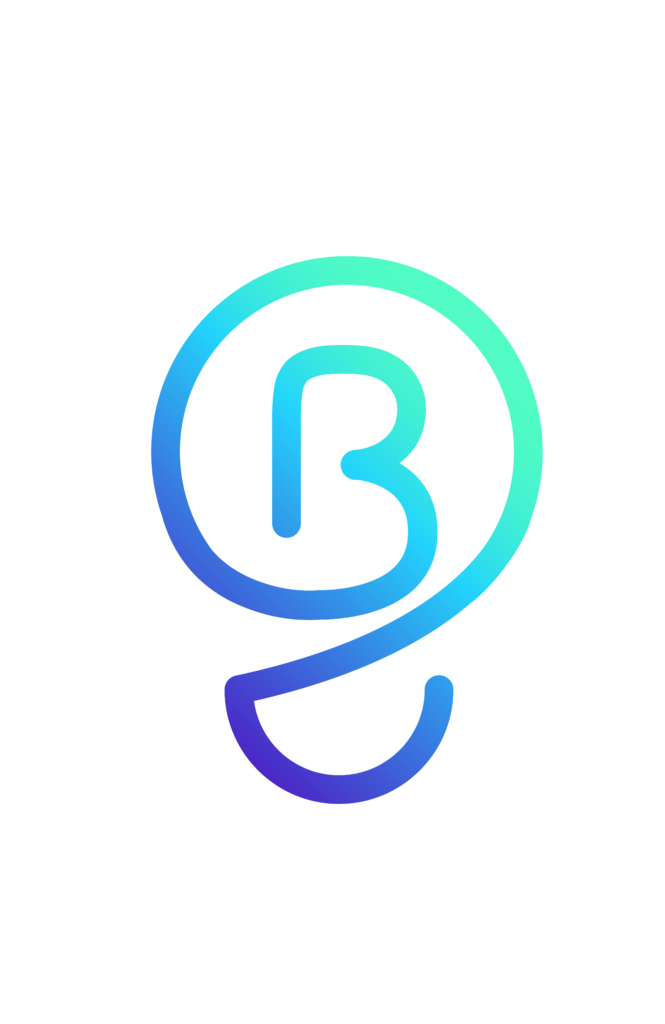 BrightShift gradient logo with eggshell green, mid tone blue and purple gradient.